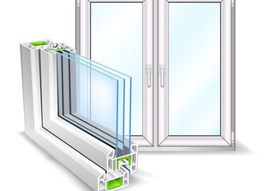 Window profile with tree glass surface, vector illustration